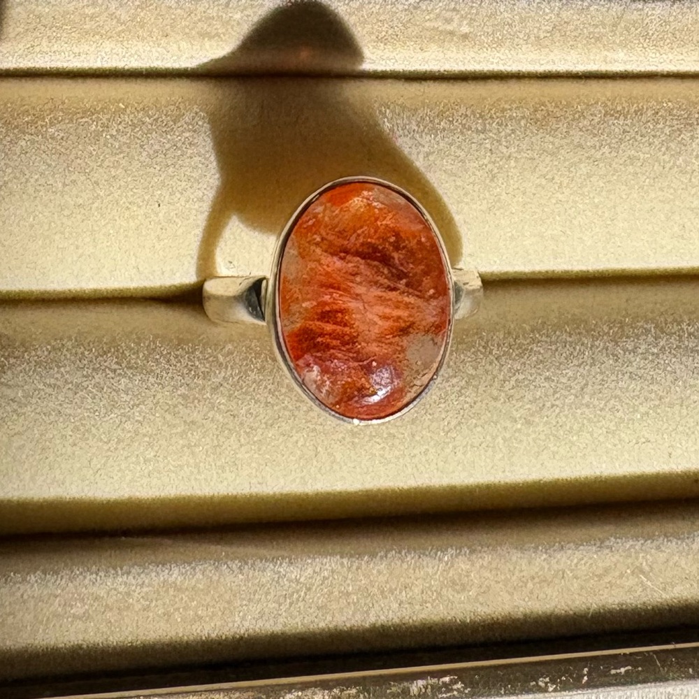 Sterling silver and sunstone ring